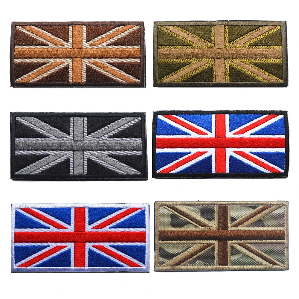 Embroidered BRITISH Flag HookLoop Patch Union Jack England UK Great Britain UNITED KINGDOM FLAG APPLIQUE Badge Sticker