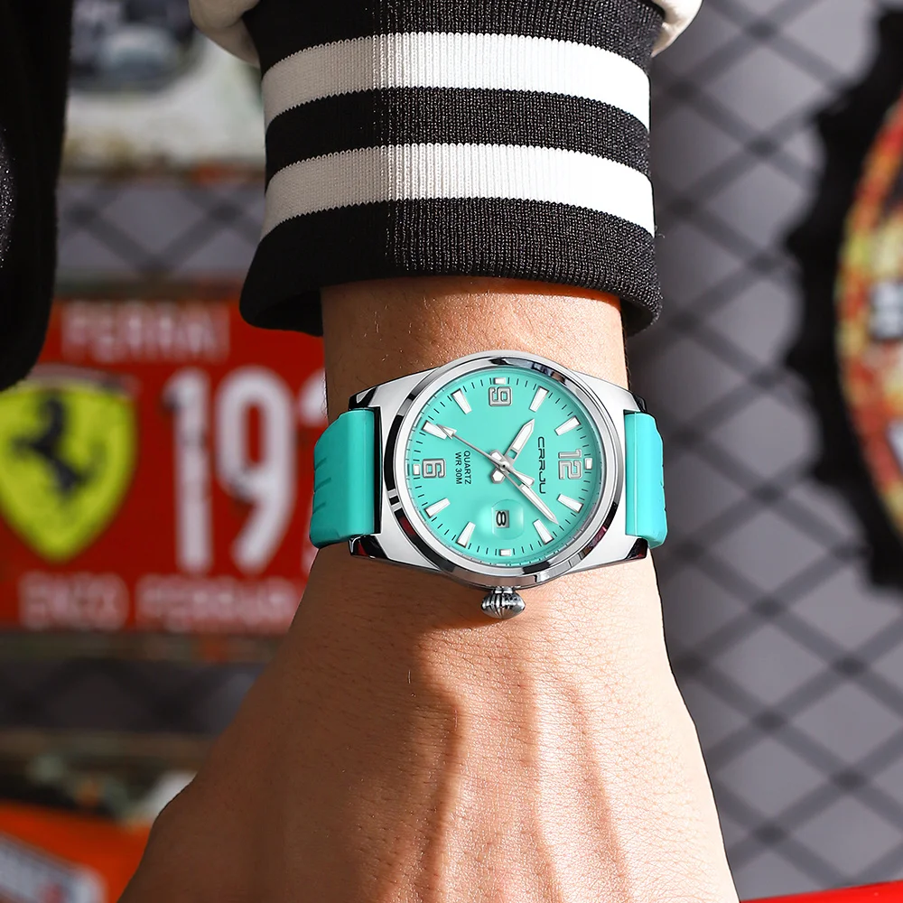 CRRJU Casual Quartz Wristwatch Fashion Waterproof Men\'s Watches Sport Silicone Strap Male Luminous Clock Relogio Masculino