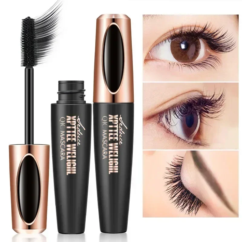 

QIC Mascara Waterproof Mascara Thick Fiber Long Curl Silicone Brush Head Makeup 4D Mascara Outline Eyeliner Female Cosmetics