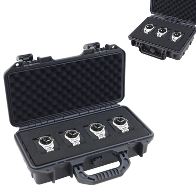 3/4Grid Waterproof Watch Storage Box Impact Resistant Case With Foam For Watches Safety Equipment Storage Case Portable Toolbox