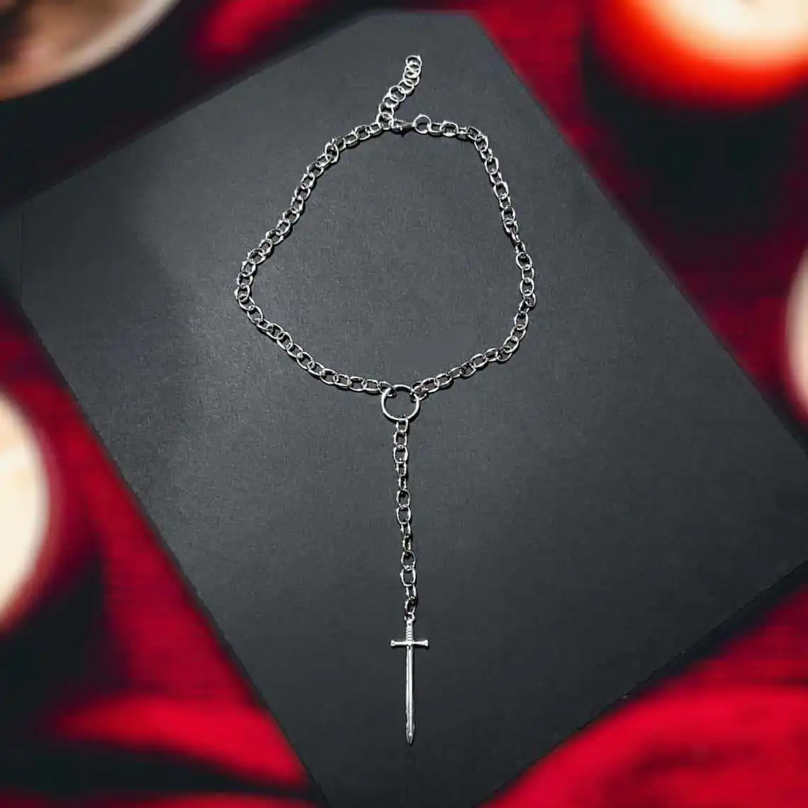 Vintage Sword Necklace,Gothic Jewelry,Punk Accessories,Medieval,O-ring,Design Sense,Rock,Y2k,Hippie,Sword Choker For Women Man view 3