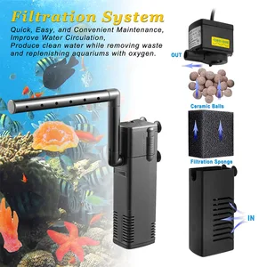 Pompa Filter Air Submersible Air Tingkat Rendah Filter Tangki Penyu Tangki Ikan Akuarium Pompa Penambah Oksigen Vertikal Steker UE 3W 10 filter pompa air penjualan terbaik - №