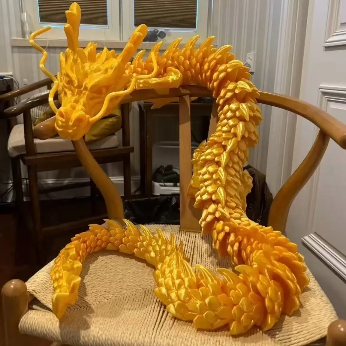 

90cm Large 3D Printed Dragon Model Creative Joint Movable Desktop Figurer Lucky Feng Shui Decor Home Office Ornaments Xmas Gifts