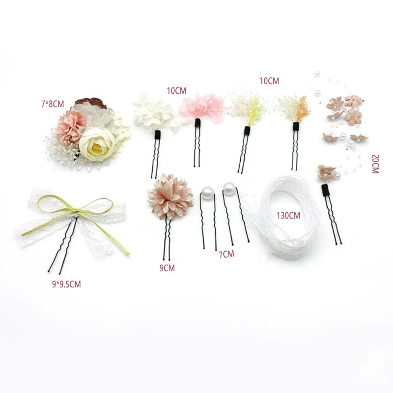 Lolita Haaraccessoires Gedroogde Bloem Kant Parel Haarspeld Bruiloft Afstuderen Ceremonie Theekransje Multi-element Hanfu Hoofdtooi Set