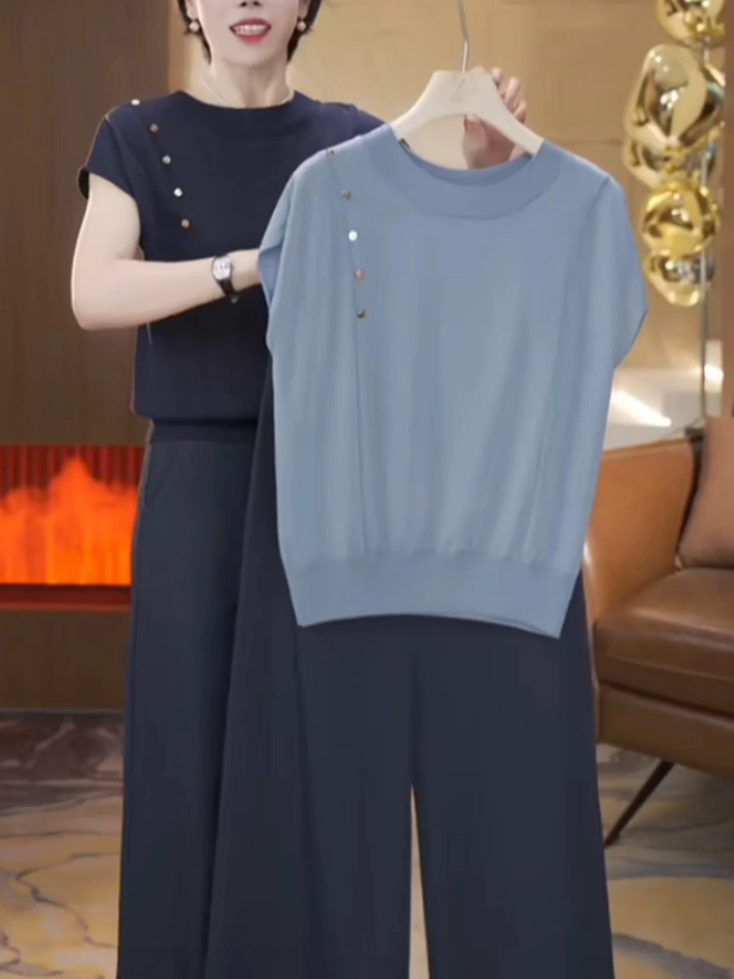 

Korean Sle Soft Comfortable ort Sve Summer Knitwear Hoodie Women's Faionable Age-Defng Top Pure Color Versatile