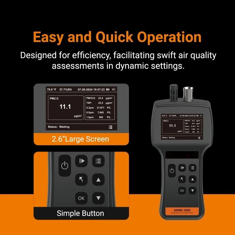 Handheld Particle Counter 2000 Multifunctional PM2.5 PM10 TSP Air Quality Monitor Dust Detector Temperature Humidity TFT