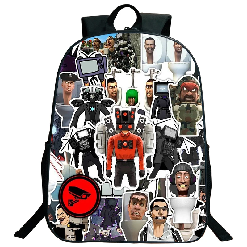 Skibidi-Toilet Print Mochila para Crianças, Saco Escola Adolescente, Bookbag dos desenhos animados, Mochila Viagem Adolescente, Titans Speaker, À prova d'água