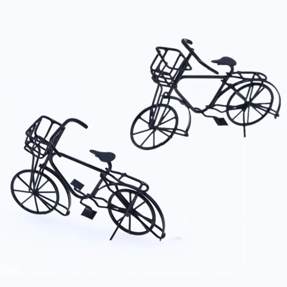 Iron Art Bicycle Model 1:12 Handmade Black Bike Miniatures Small Simulation Shooting Props