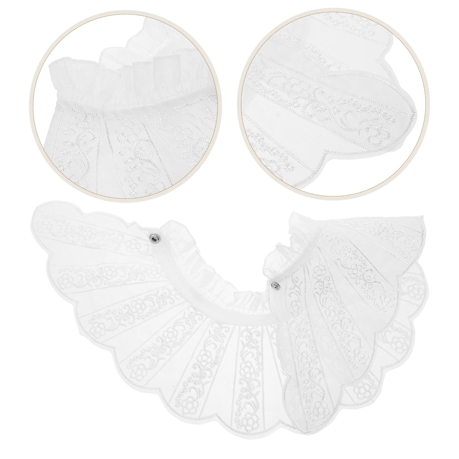 

Embroidered Fake Collar Trim Detachable for Women Breathable Clothing Accessory