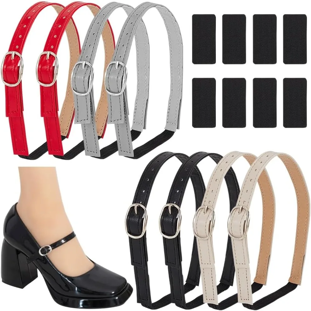 

4-цветный кожаный ремешок для обуви, съемные ремни на щиколотке, ремни на высоком каблуке, эластичный ремешок для обуви, регулируемый ремень для обуви, не ослабляющие ремни