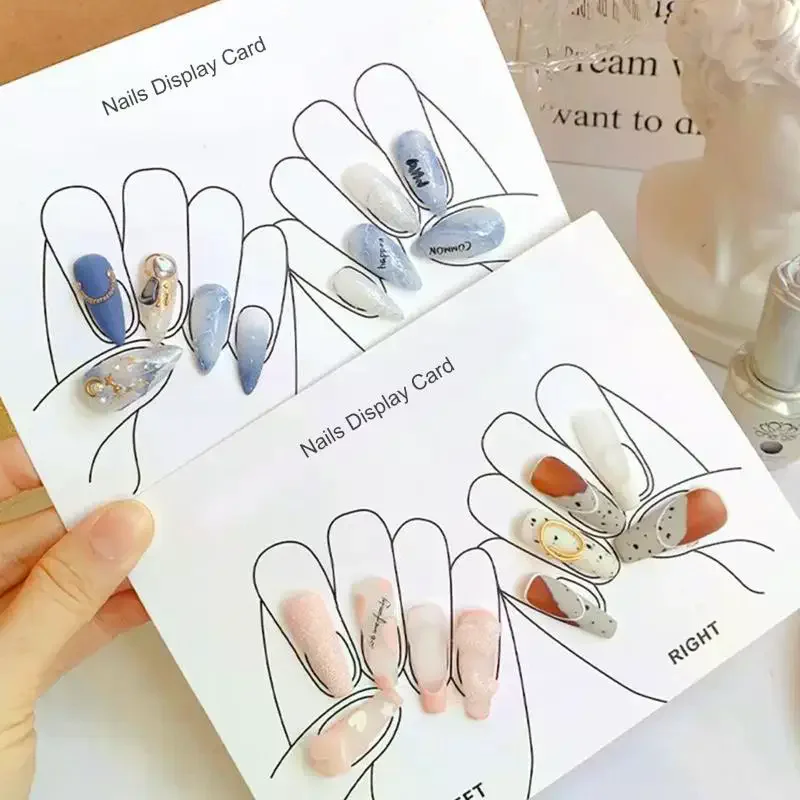 10 Sheets/Lot Nail Display & Packaging Cards - Hand/Foot False Nail Tips Storing Cardboard, DIY Manicure Showing Accessories