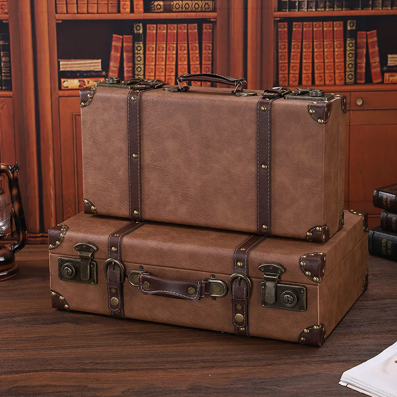 Vintage Suitcase,Leather,Photography Props,Clothing Sorting And Storage Boxs,Wooden Box,Travel Suitcases Customized