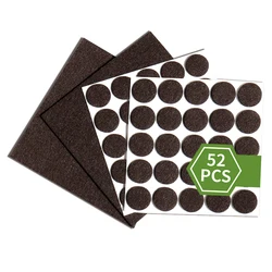 50 Pieces of Ordinary Brown Felt Pads and 2 Pieces of 15*15cm Furniture Felt Pad Set for Hardware and Wood Floor Protectors, Non-Slip Chair Leg Pads, Self-Adhesive Rubber Chair Legs in Various Sizes