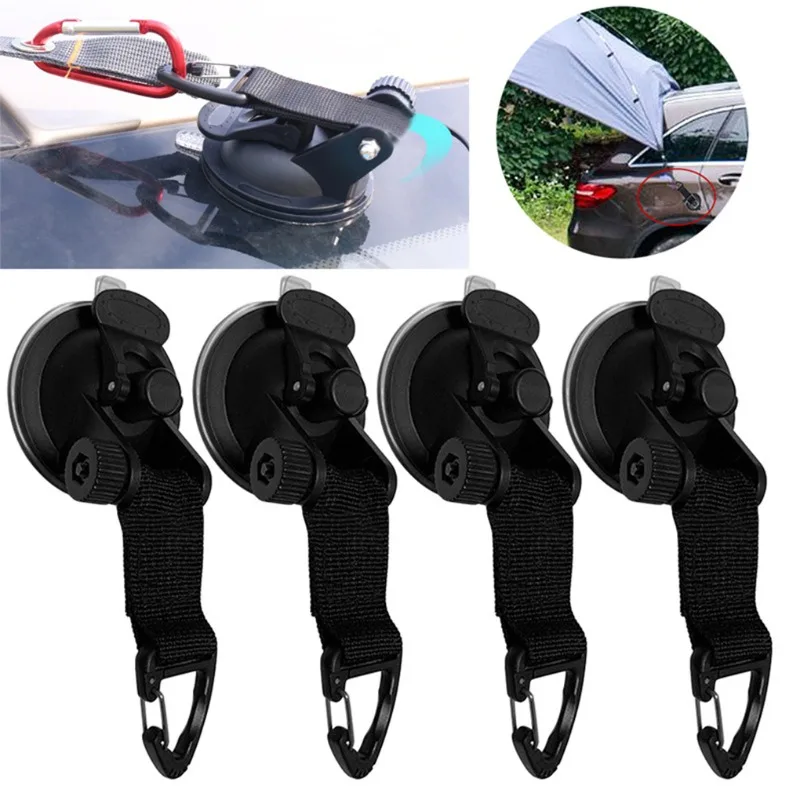 4pcs Car mounted tent suction cup Portable suction cup hook Tent hook Sunscreen and rain shelter Window suction cup