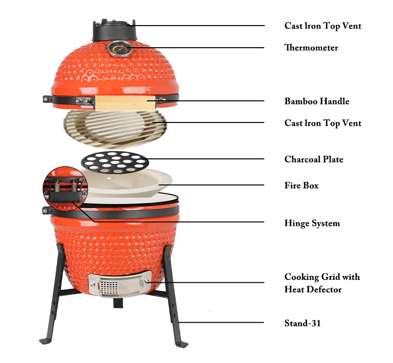 

Mini 13-Inch Modern Kamodo Style Smokers Ceramic Kamado Grill for Outdoor BBQ & Smoker
