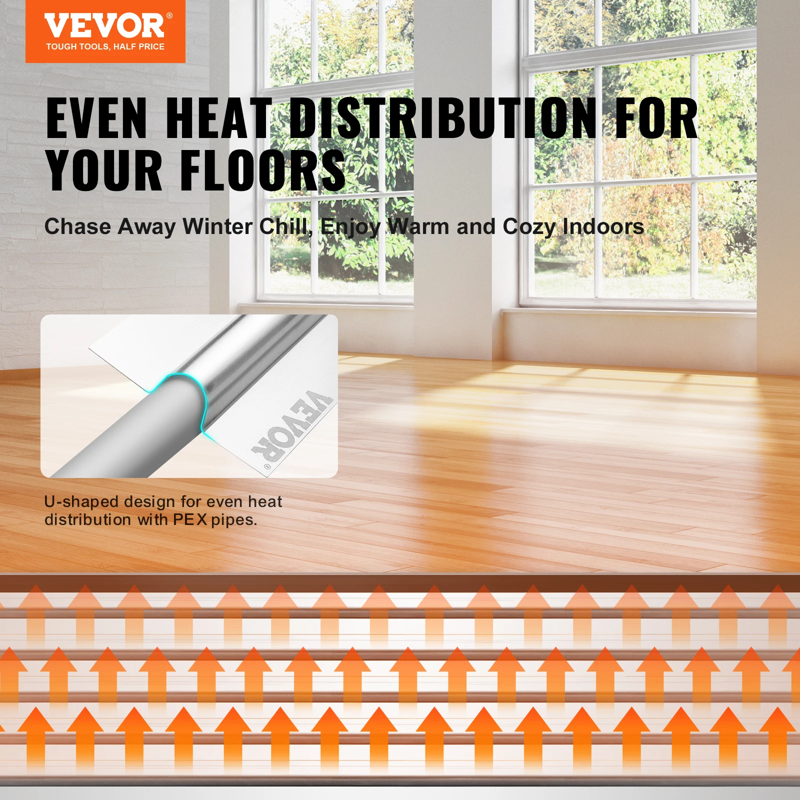 VEVOR PEX Heat Transfer Plates 4 ft Radiant Heat Plates for 3/4