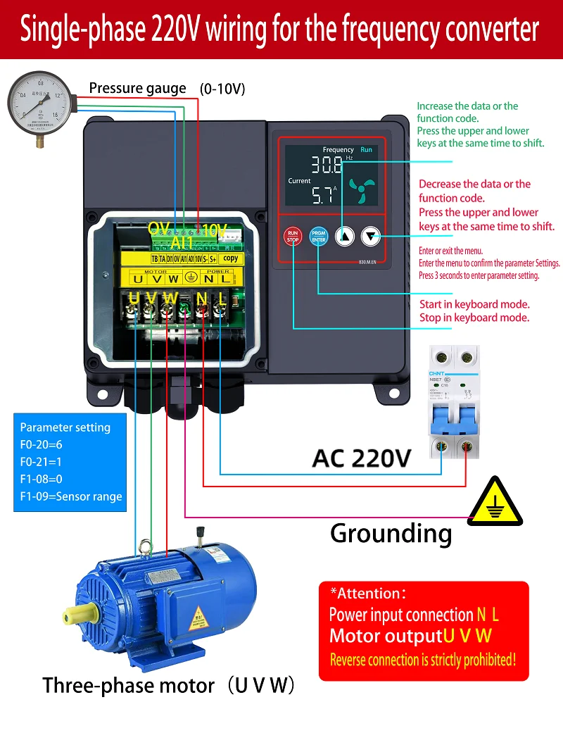 Picture 6: IP54 Vfd Single Phase 220V 0.75kw 1.5kw Low Noise Variable Frequency Drive for Motor Pump Fan