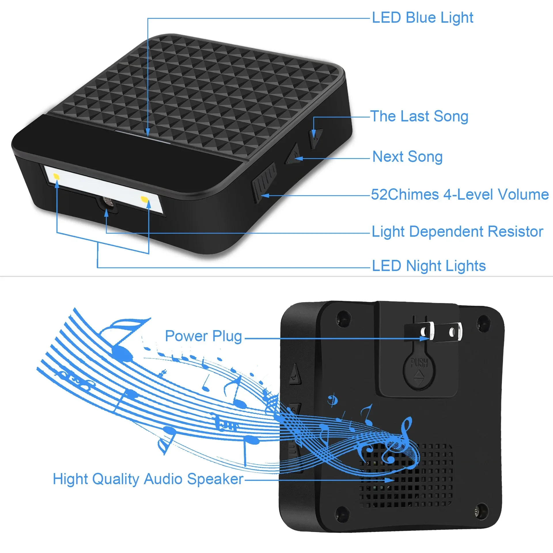 Solar Wireless Doorbell Low Power Home IP65 Waterproof 150M Door Bell Chime Outdoor Doorbells solar power charging With Light