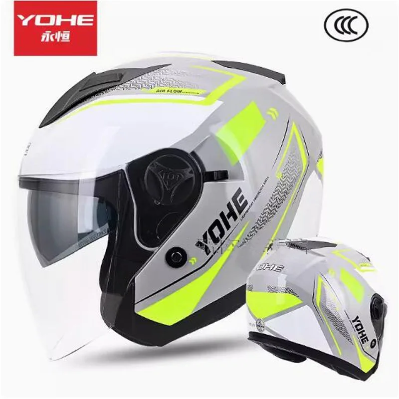 

3C Men's Dual Lens Motorcycle Helmet 3/4 Face Motorbike Helmets Motocross Accessoires ABS PC Visor Capacete De Moto Casco Casque