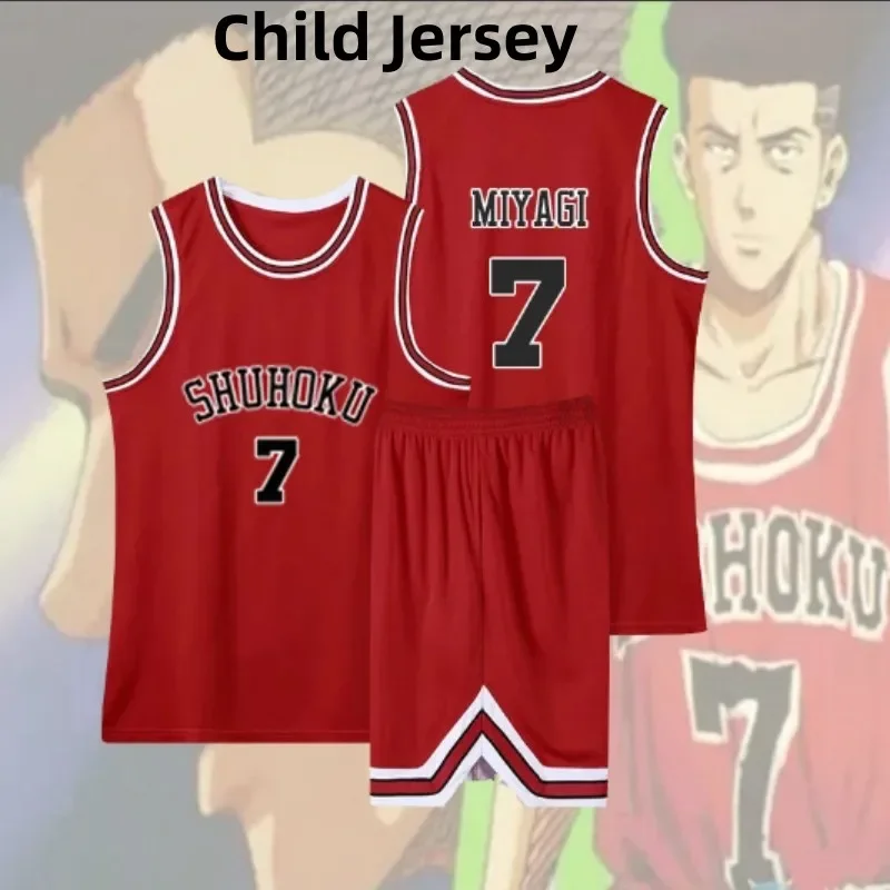 Anime Slam Dunk Shohoku Kids MIYAGI SAKURAGI RUKAWA MITSUI Child Basketball Jersey Youth Cosplay Costumes Red Tops And Shorts