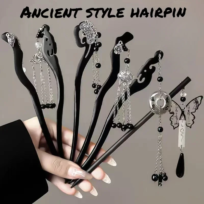 New Chinese Style Tassel Hairpin Womens Horse Face Skirt Accessories High-end Sense Ancient Style Hanfu, Step Shaking Headpiece