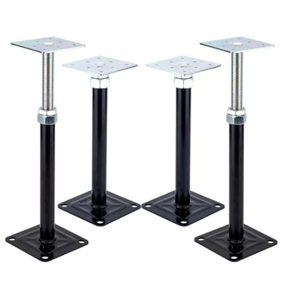 

4-PCS Lift Supports Adjustable Floor Jacks Mini Screw Jack Post 9 to 13 Steel Black Durable Support for Leveling Heavy Loads