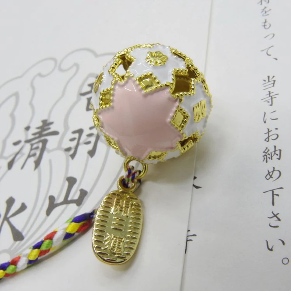 

1Set Bell Set Pink 2.4cm Diameter Creative Hanging Pendant Japanese Style Cherry Blossom Decor Car Home Keychain Gift