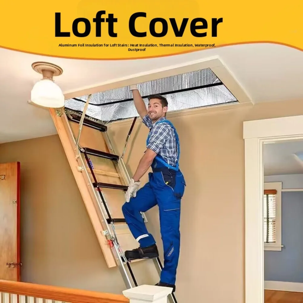 Attic Staircase Heat Shield Reflects 95 Heat Energy Efficient Cover with Lightweight Aluminum Material and Convenient Zipper