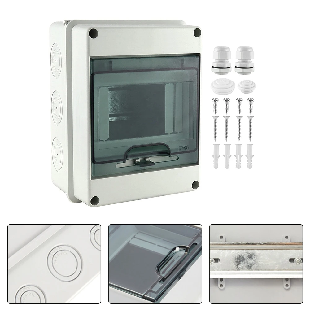 صندوق توزيع مقاوم للماء مدمج وسهل التركيب، صف واحد، 5 وحدات IP65، مثالي للمباني السكنية