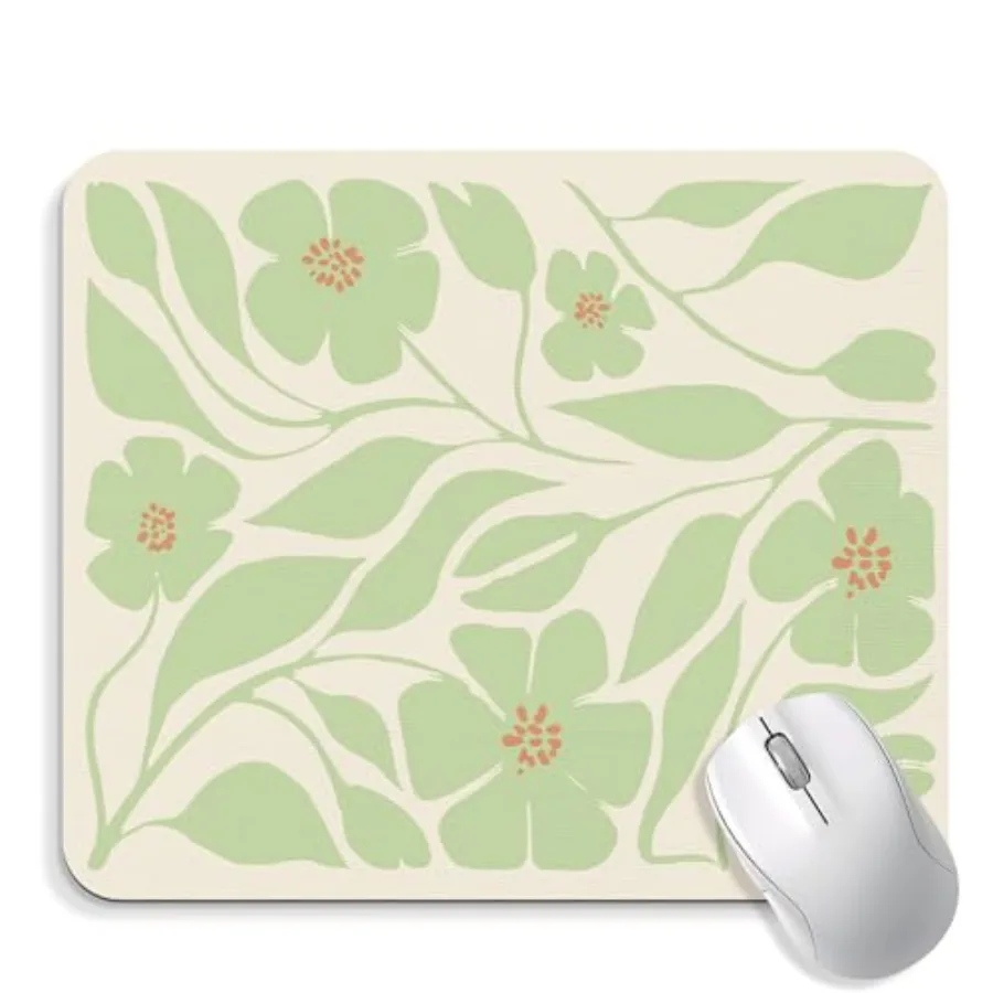 

l Mouse Pad - Vintage l Office Desk Mousepad, Green Boho Flower Decor Gifts, Office Gifts for Coworkers, Coworker Gift for Wome