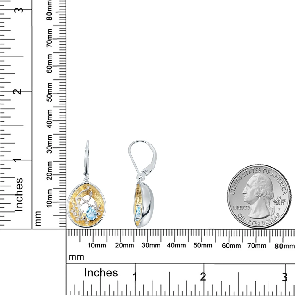 GEM'S BEAUTY  Shining GemStone Earrings 925 Sterling Silver Gold Plated Fine Jewelry Birthday Engagement Gift For Women