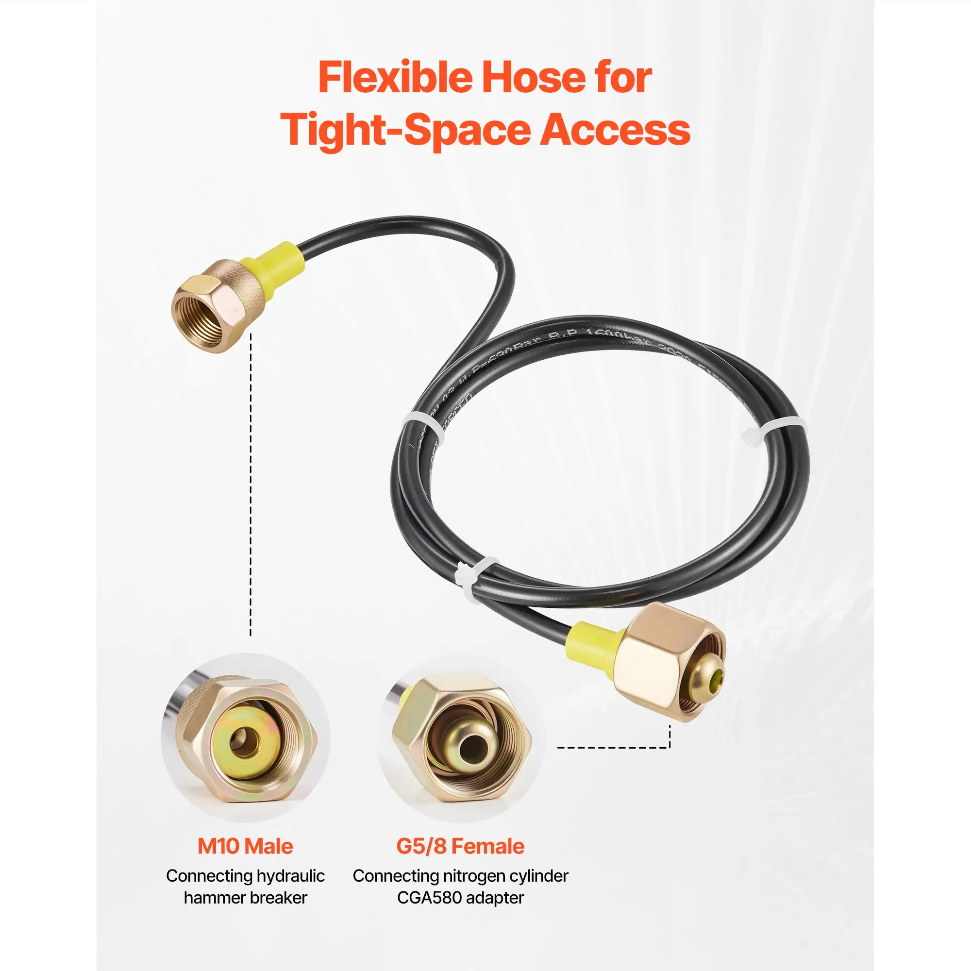 Hydraulic Nitrogen Accumulator Charging Kit 0 1420 PSI Pressure Test System with Pressure Gauge Gas Hose Body and CGA580 Adapter for construction Machinery