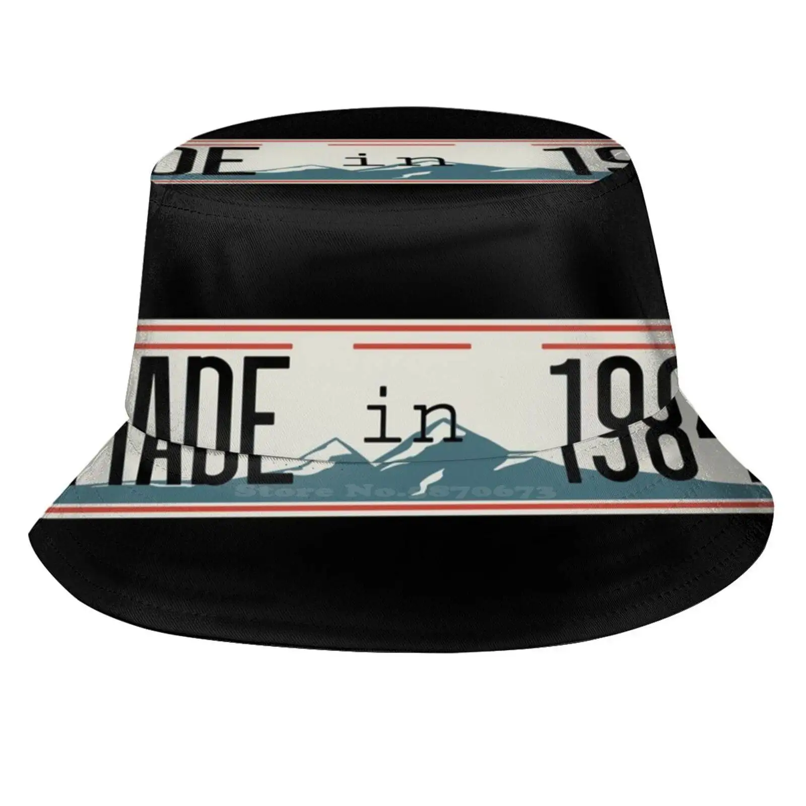 Made In 1984 Sun Cap Fisherman Hat Bucket Hats Made In 1984 Est Date Of Birth Year Black White Minimalistic Car Plate 23Rd