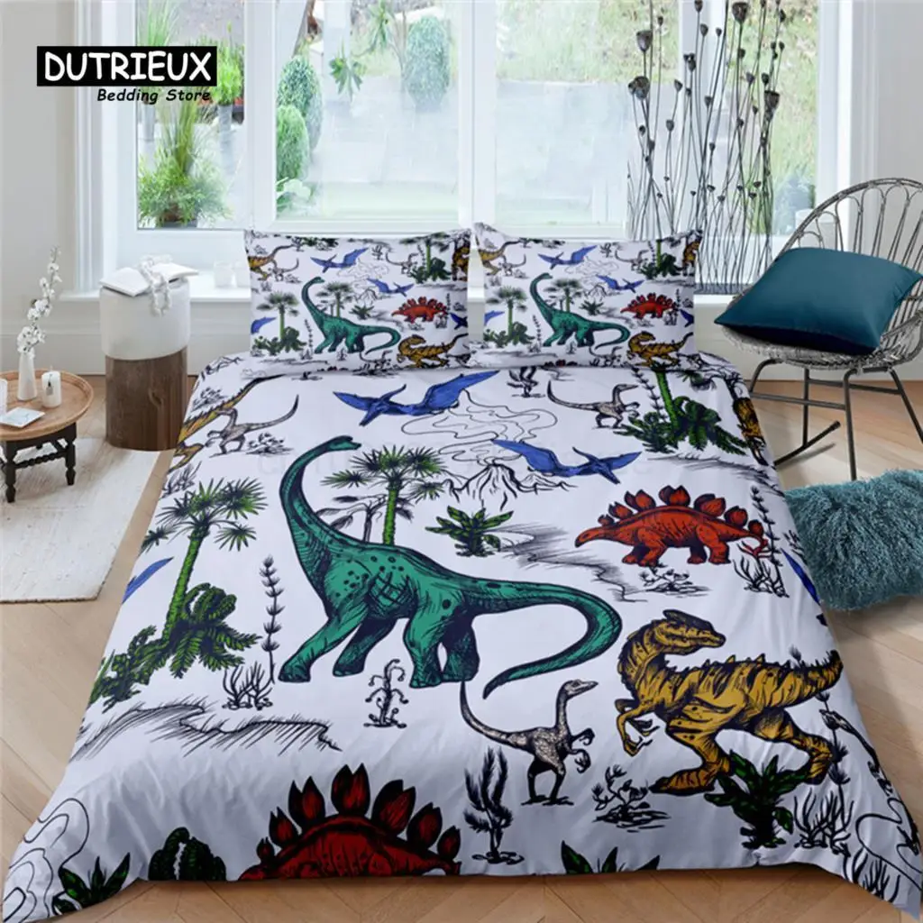 

Home Living Luxury Dinosaur Print 2/3Pcs Duvet Cover Set Pillowcase Queen Size and King Size Kids Bedding Set EU/US/AU Size