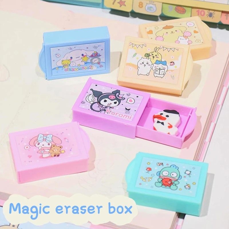 Kawaii Sanrio Magic Eraser Anime Kuromi My Melody Cinnamoroll Creative Rubber Students Alter And Erase Sets Stationery Supplies