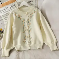 Sweater Cardigan Female 2023 Spring and Autumn Cardigan Women Embroidered Loose Knitted Sweater Women Single breasted  Sweater