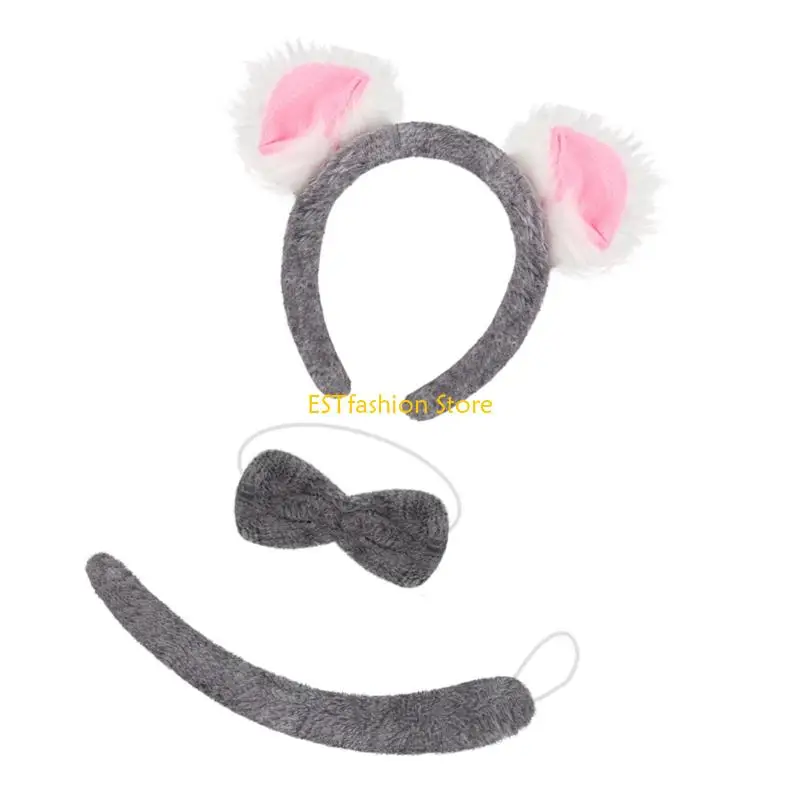 Accesorios vestuario y5gc koala orejas koala diadema Tail corbata cosplay disfraces Halloween