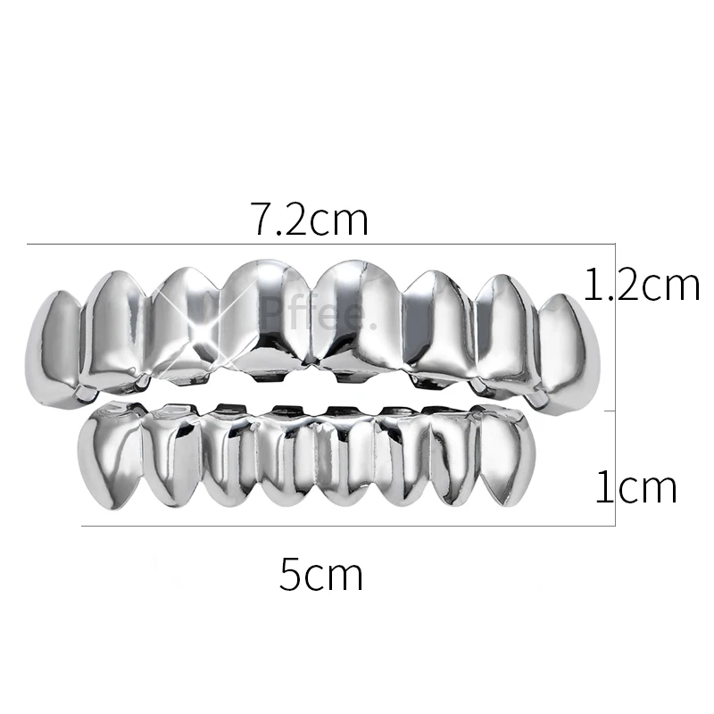 Pffee Silver 14K Gold Plated Teeth Grillz Y2K Body Jewelry Rapper Hip Hop Shackle Tooth Grills For Men Women