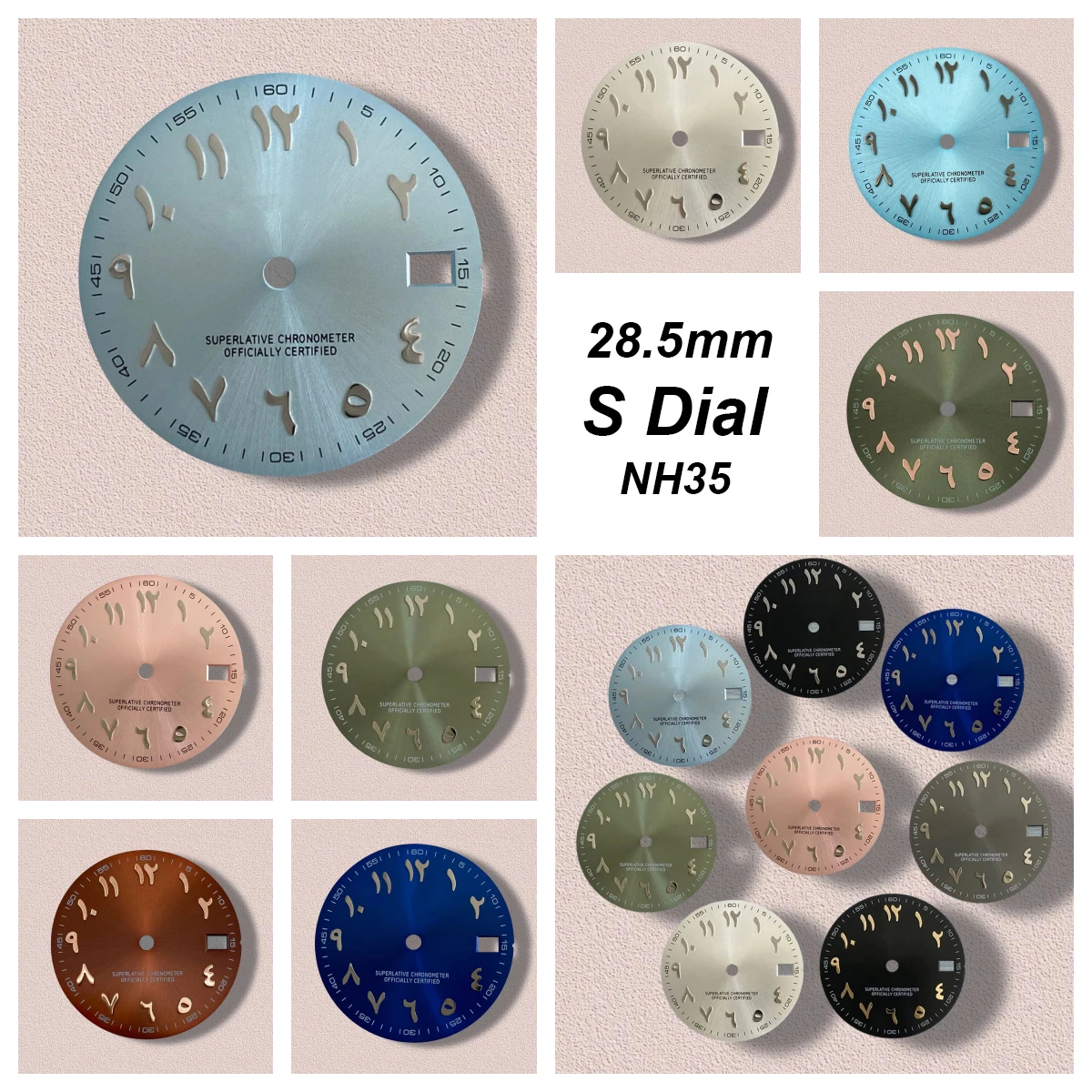 

28.5mm S Logo Arab Dial Fit NH35/NH36 Japanese Automatic Movement High-Quality Sunray Dial Watch Modification Accessories