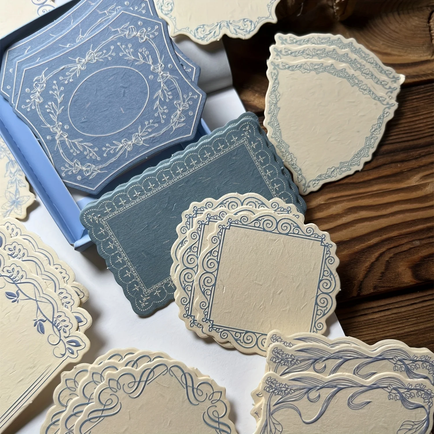 30 قطعة/صندوق بطاقات ملاحظات منقوشة عتيقة بتصميمات زهرية وهندسية - ورق أخضر مزخرف للمجلات وسجل القصاصات #1