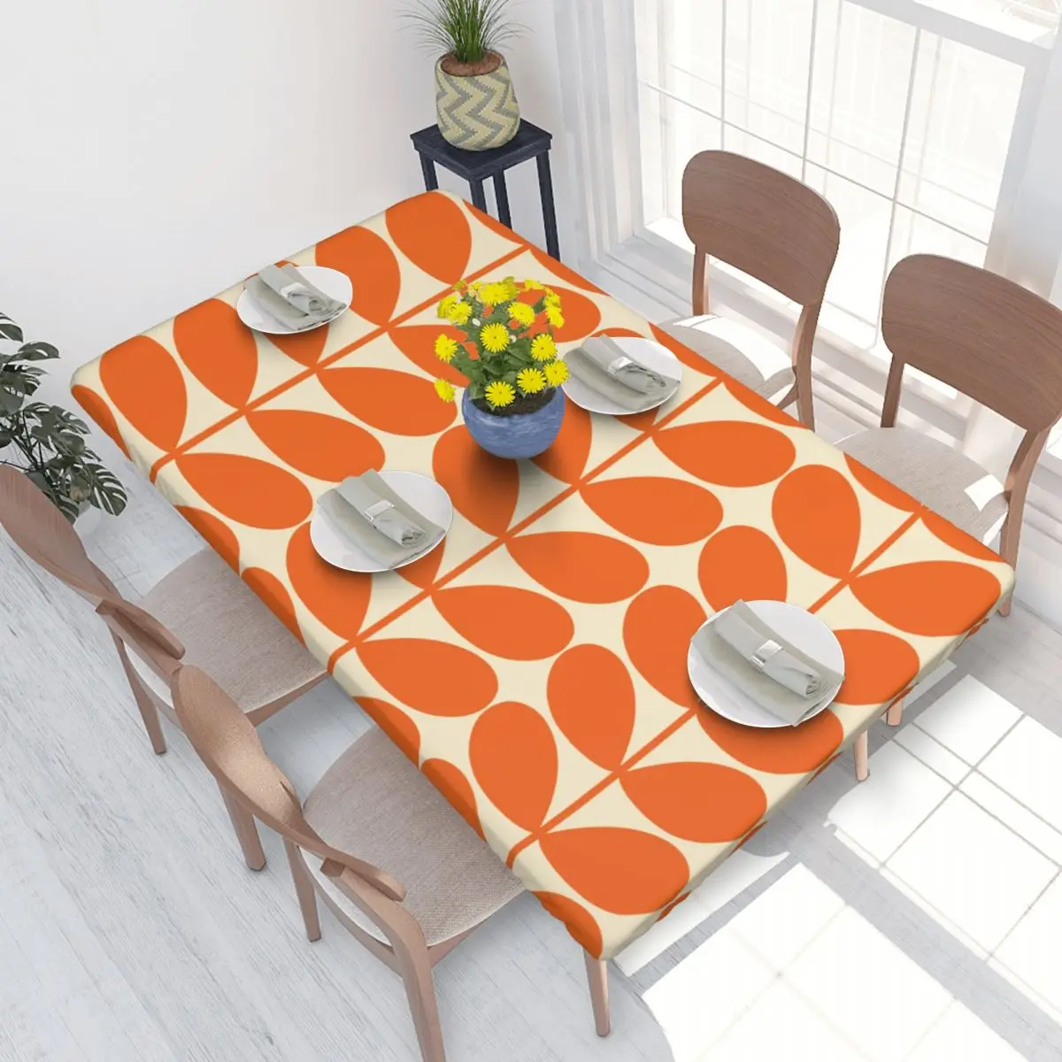 Custom Rectangular Waterproof Oil-Proof Print Flower Orla Kiely Tablecloth Table Covers 4FT Fit Table Cloth