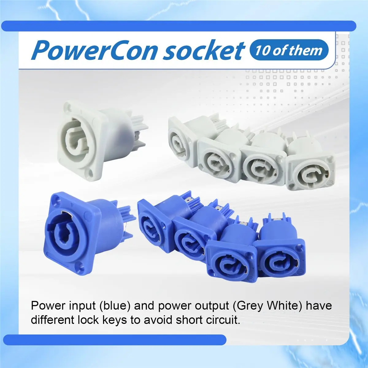 【Shop Now Y24A】 10Pcs 3 PIN 20A 250V AC Powercon Connector Socket NAC3MPA-1 NAC3MPB-1 Output Connector Blue and Grey White