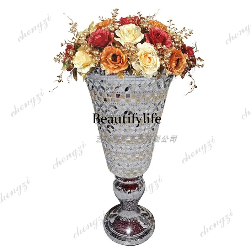 A95 simple sticker chain colored diamond floor simulation flower device modern fiberglass vase ornament
