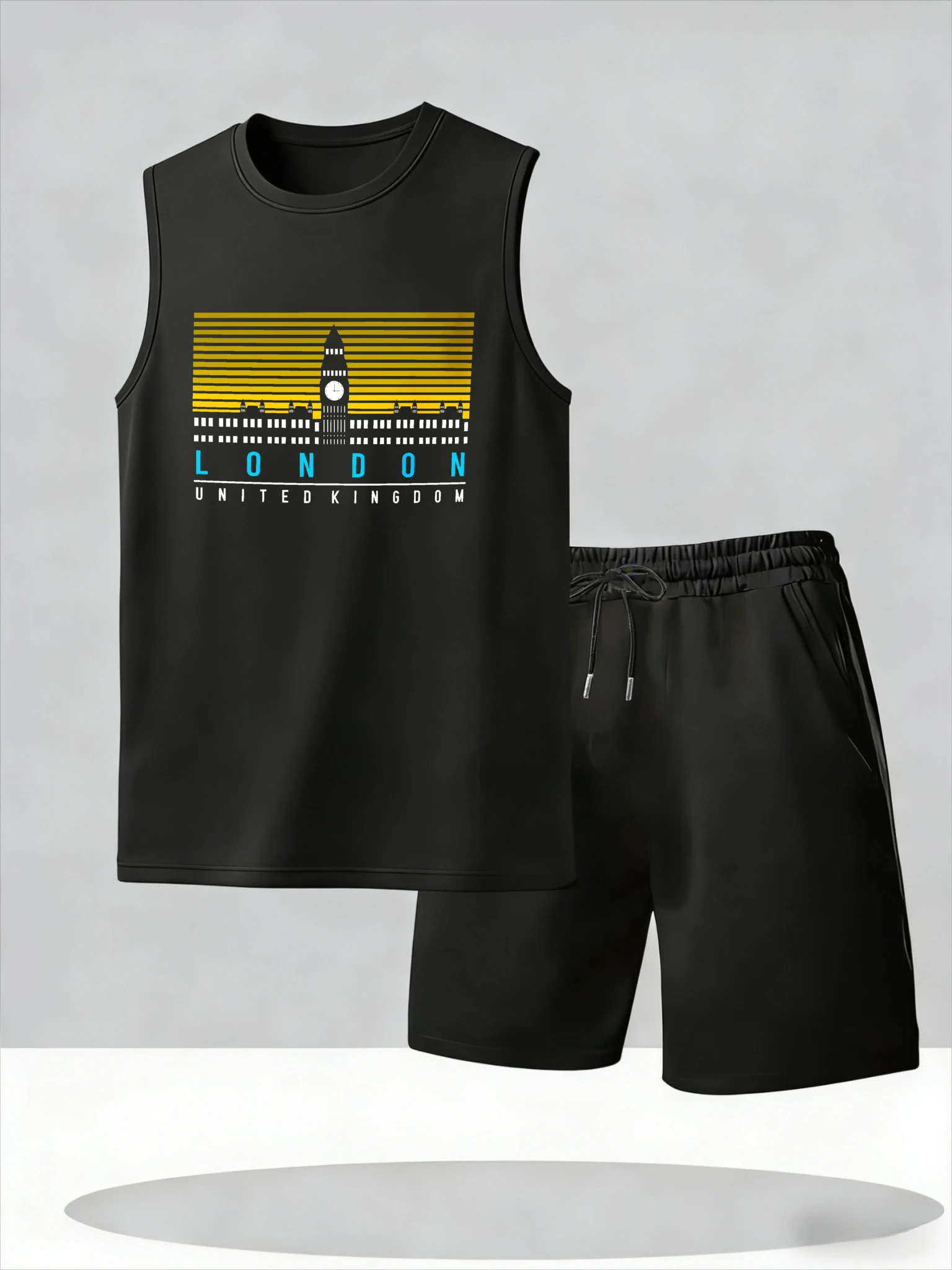 

Men's Tank Top Sets 2026 Summer Thin Quick Dry oversize crewneck beach 2 piece set running jogging suit seaside Breathable