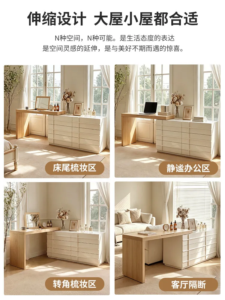 YFY flip mirror dresser chest integrated log natural wind bedroom bedside solid wood makeup table