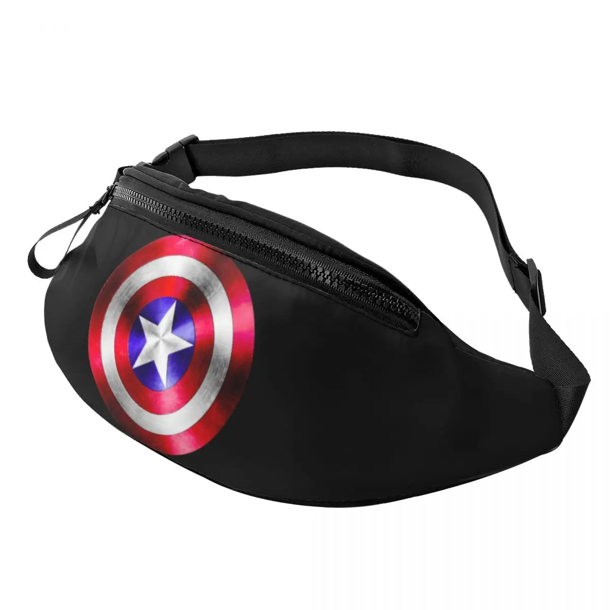 

Custom Captain America Fanny Pack for Men Women Cool Shield Superhero Crossbody Waist Bag Traveling Phone Money Pouch