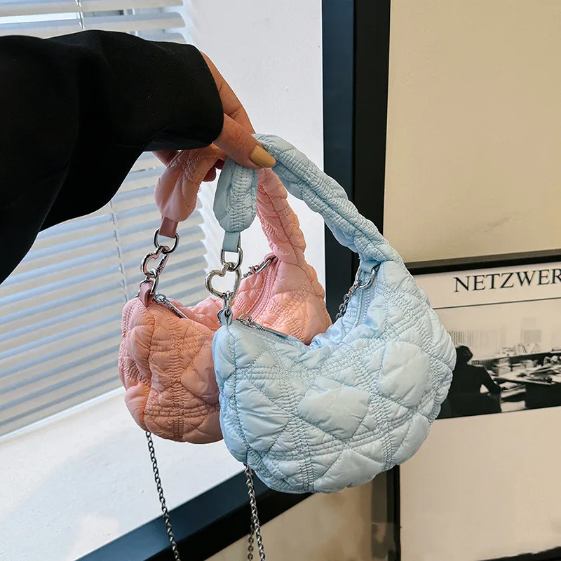 

Pleated Mini Cloud Bags 2024 Fashion Chain Shoulder Crossbody Bags For Women Purse Sliver Bags Ladies Travel Shopper Bags