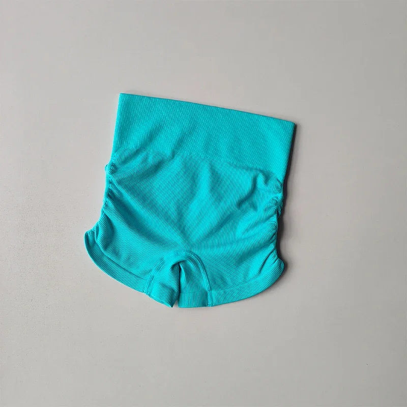 Sexy Plissierte Shorts mit Kordelzug für Damen, Enganliegende Hochgeschnittene Hüftformende Hosen, Atmungsaktive Yoga-Fitness-Dreiviertelhosen – Detail 7