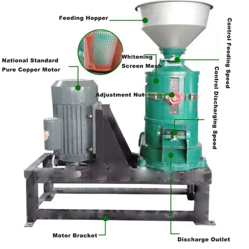 Vertical Grain Hulling Machine Electric Rice Sheller Grain Peeling Processor for Paddy Processing Field Work