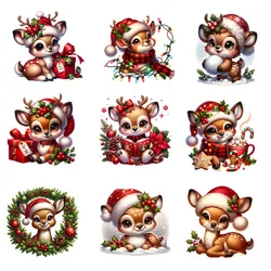 Deer Christmas Bambi thumper Cartoon Patches for Clothes Heat Transfer Thermal Stickers DIY T shirt Iron on for Kid Appliqued